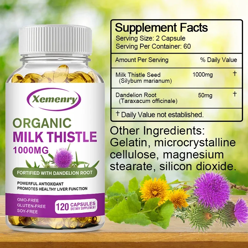 Капсулы для расторопши 1000 мг – обзор и цена Milk Thistle Silymarin